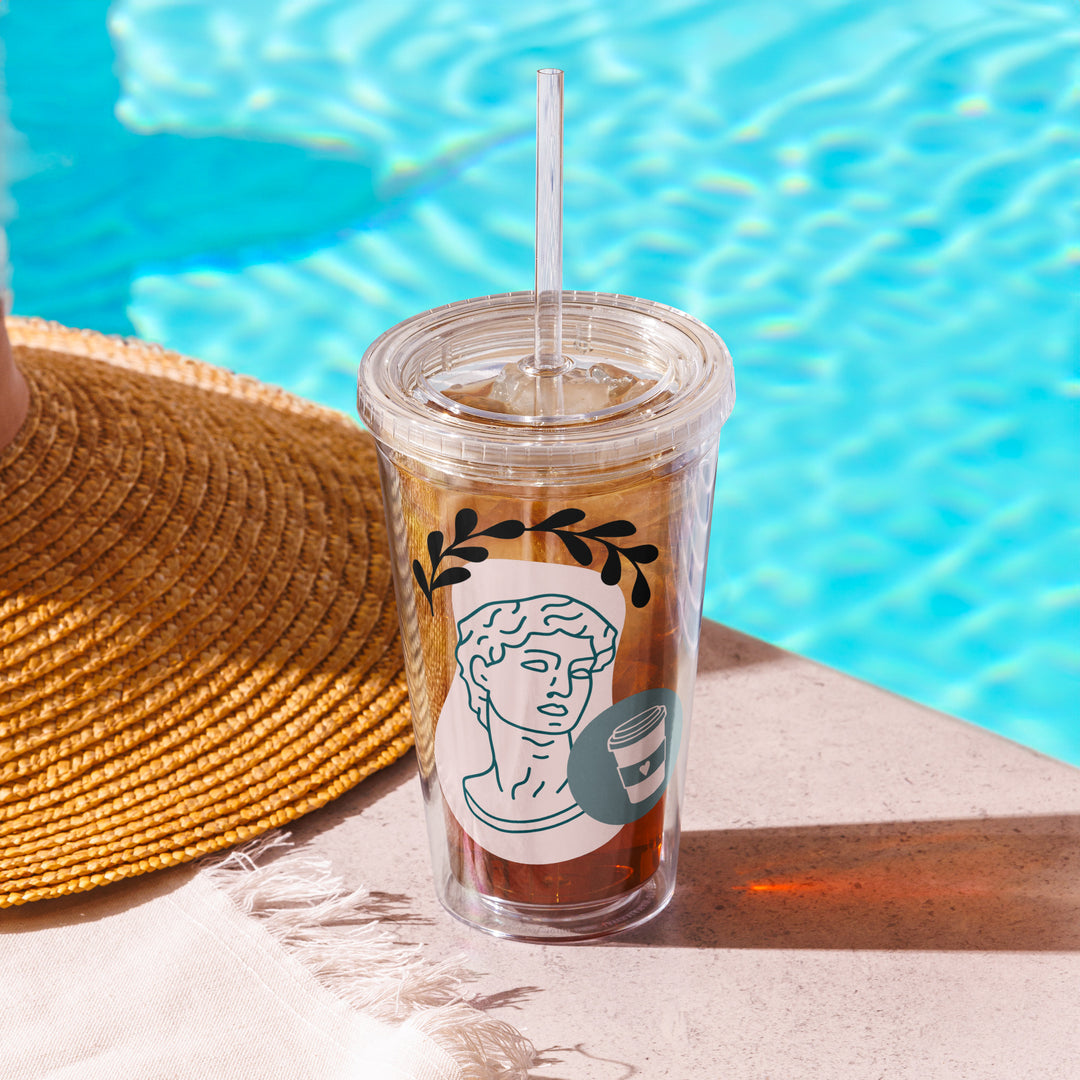 Clear plastic tumbler