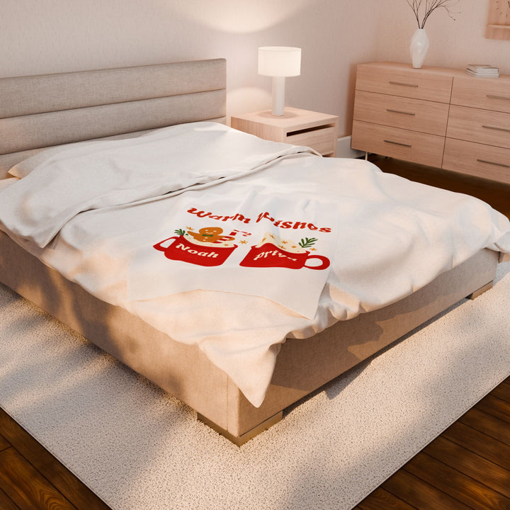Plush Blanket - "Warm Wishes" Personalized Holiday Mug Design