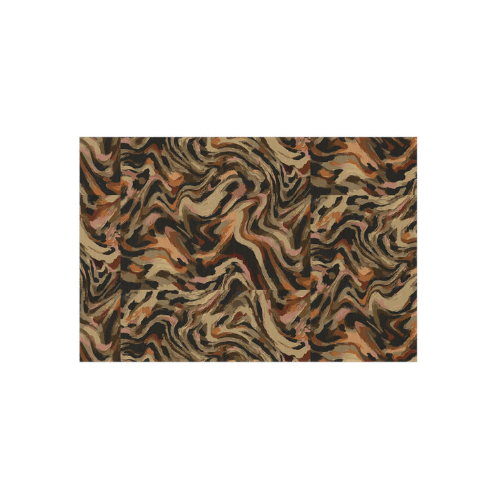 Abstract Swirl Camouflage Outdoor Rug | Brown Tan Black Patterned Patio Mat