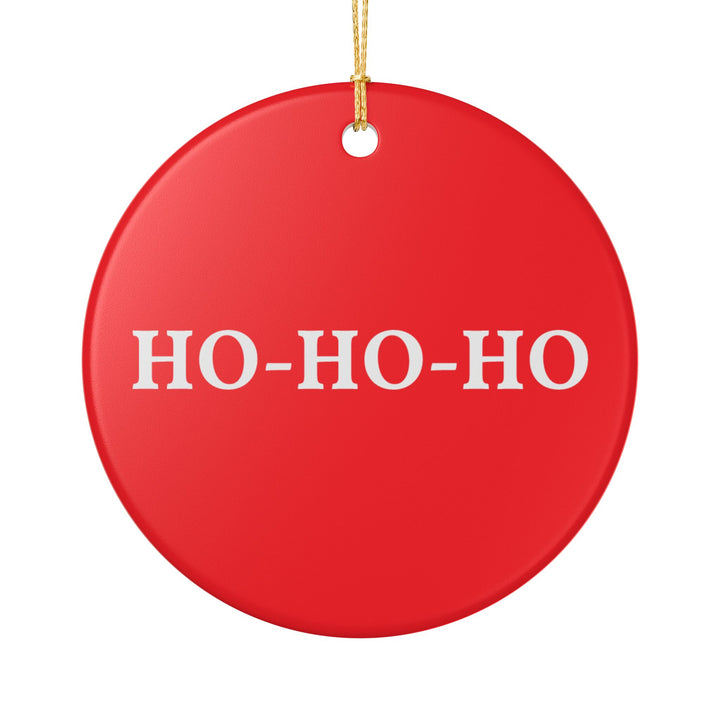 HO-HO-HO Ceramic Ornament — Round Christmas Tree Decoration