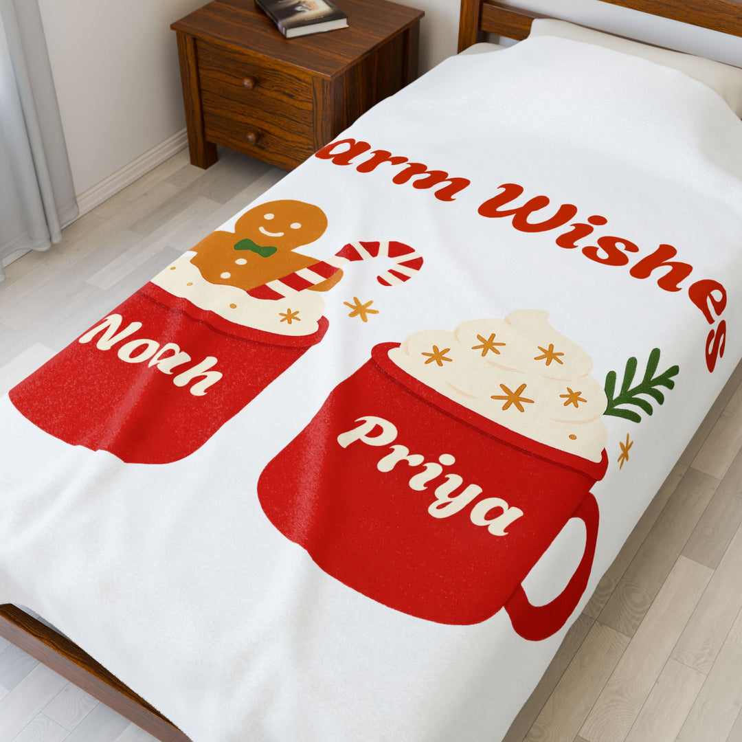 Plush Blanket - "Warm Wishes" Personalized Holiday Mug Design