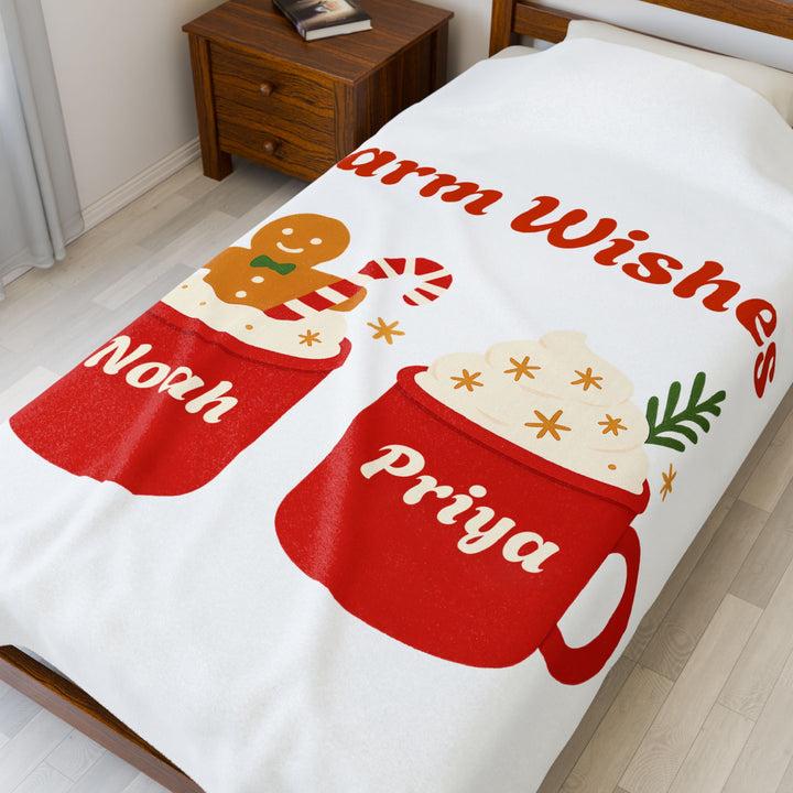 Plush Blanket - "Warm Wishes" Personalized Holiday Mug Design