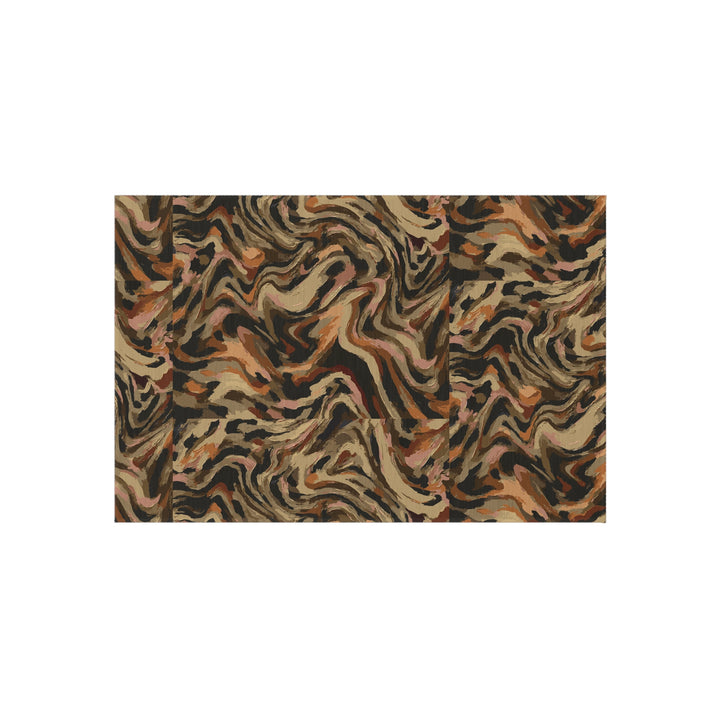 Abstract Swirl Camouflage Outdoor Rug | Brown Tan Black Patterned Patio Mat