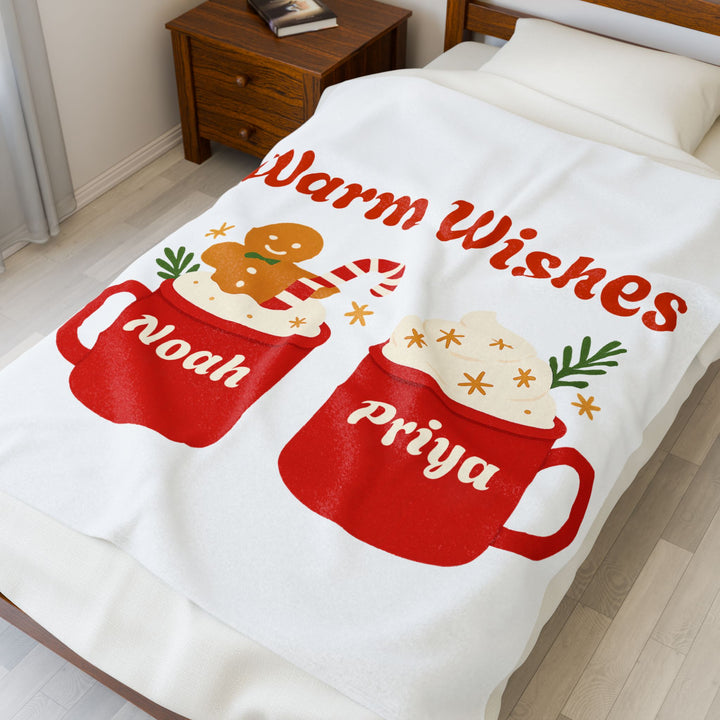 Plush Blanket - "Warm Wishes" Personalized Holiday Mug Design
