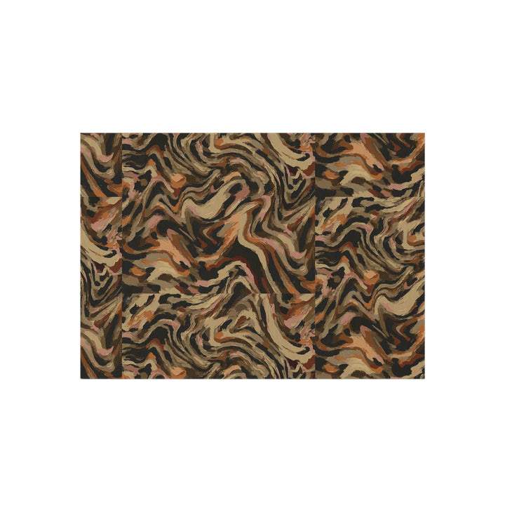 Abstract Swirl Camouflage Outdoor Rug | Brown Tan Black Patterned Patio Mat