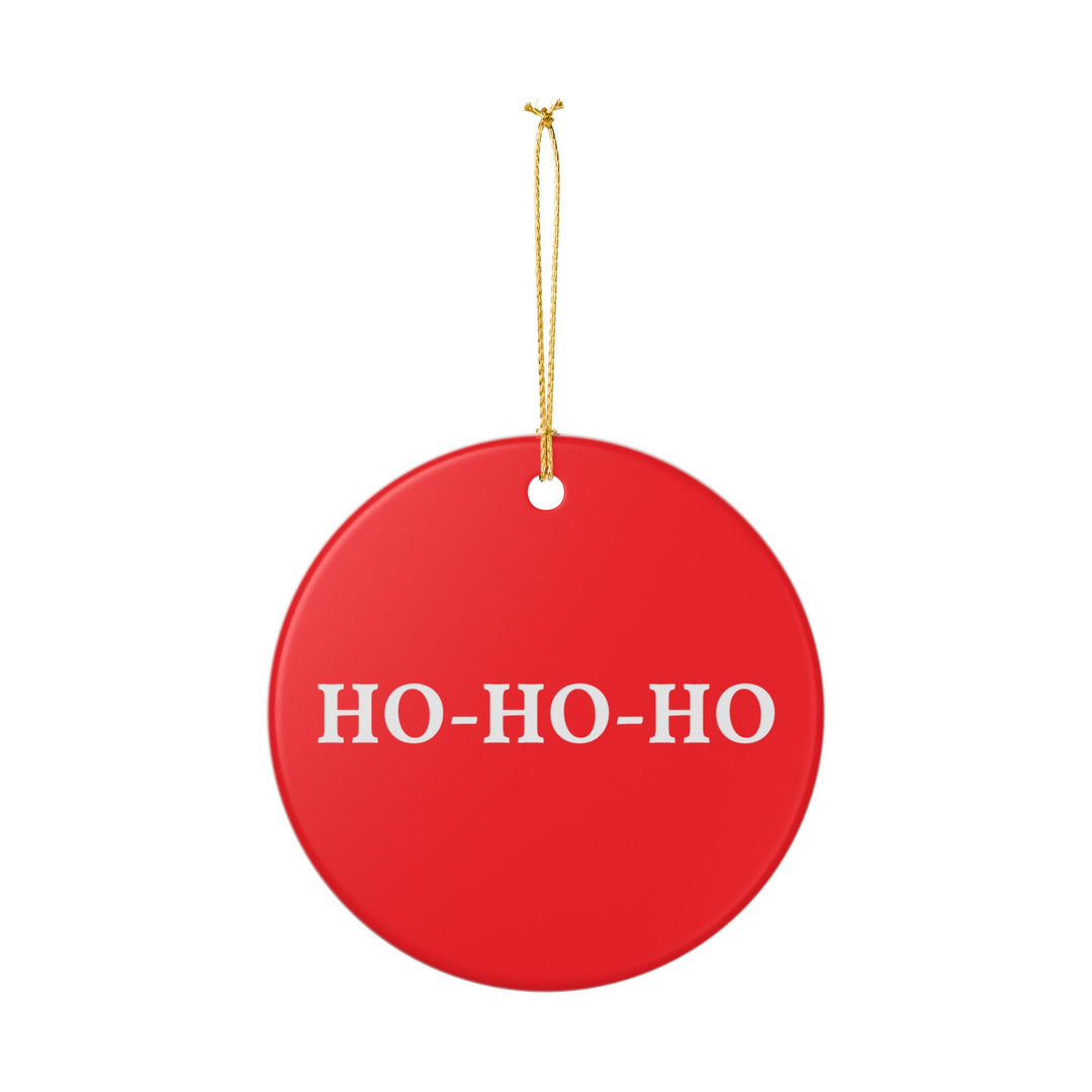 HO-HO-HO Ceramic Ornament — Round Christmas Tree Decoration