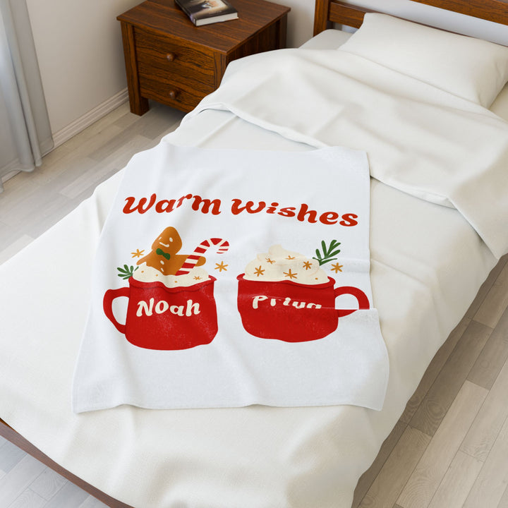 Plush Blanket - "Warm Wishes" Personalized Holiday Mug Design