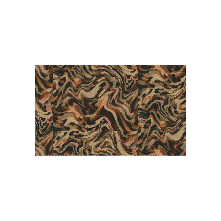 Abstract Swirl Camouflage Outdoor Rug | Brown Tan Black Patterned Patio Mat